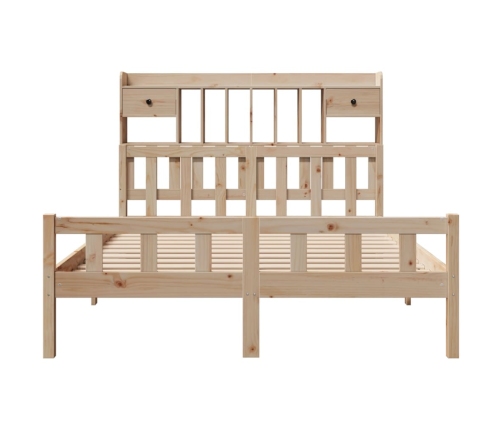 Cama con estantería sin colchón madera maciza de pino 160x200cm