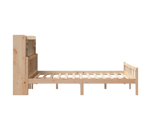 Cama con estantería sin colchón madera maciza de pino 160x200cm