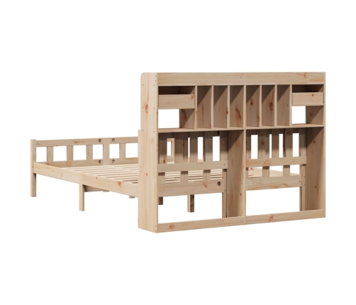 Cama con estantería sin colchón madera maciza de pino 160x200cm