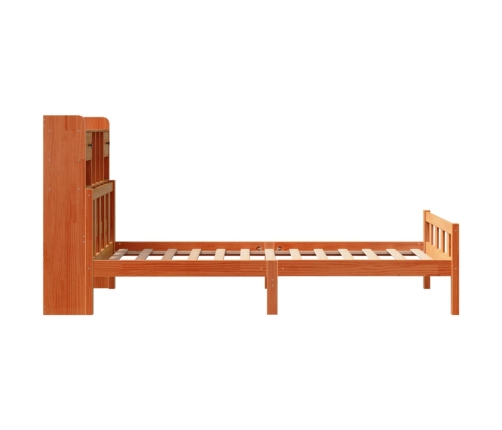 Cama con estantería sin colchón madera maciza marrón 90x190 cm