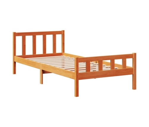 Cama con estantería sin colchón madera maciza marrón 90x190 cm