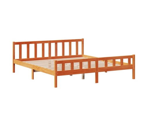 Cama con estantería sin colchón madera maciza marrón 180x200cm