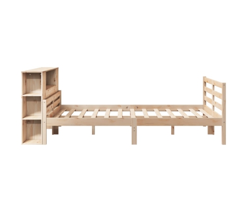 Cama con estantería sin colchón madera maciza de pino 120x190cm