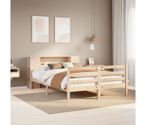 Cama con estantería sin colchón madera maciza de pino 120x190cm