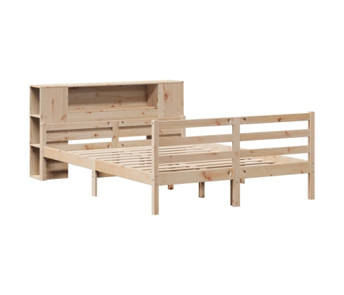 Cama con estantería sin colchón madera maciza de pino 150x200cm