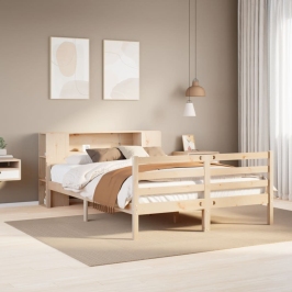 Cama con estantería sin colchón madera maciza de pino 160x200cm
