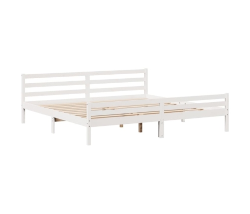 Cama con estantería sin colchón madera maciza blanca 180x200 cm