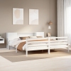 Cama con estantería sin colchón madera maciza blanca 180x200 cm