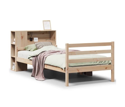 Cama con estantería sin colchón madera maciza de pino 75x190 cm