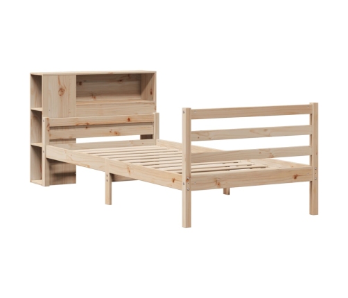 Cama con estantería sin colchón madera maciza de pino 75x190 cm
