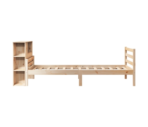 Cama con estantería sin colchón madera maciza de pino 75x190 cm