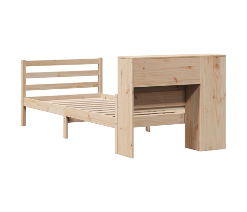 Cama con estantería sin colchón madera maciza de pino 75x190 cm