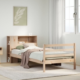 Cama con estantería sin colchón madera maciza de pino 75x190 cm