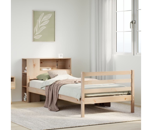 Cama con estantería sin colchón madera maciza de pino 75x190 cm