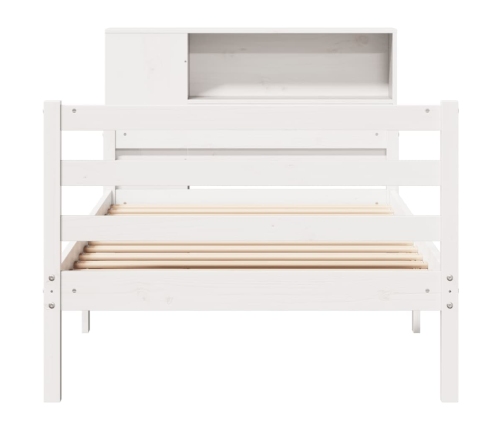 Cama con estantería sin colchón madera maciza blanco 90x200 cm
