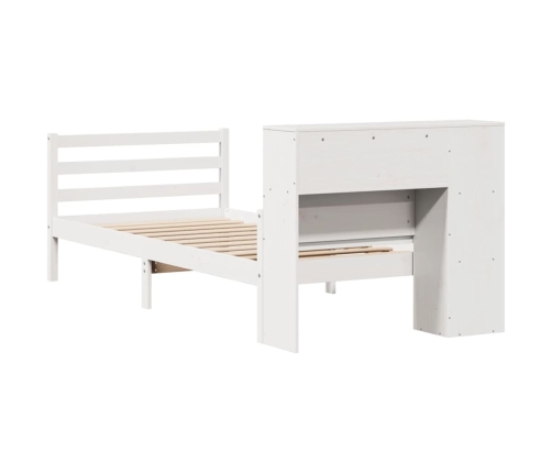 Cama con estantería sin colchón madera maciza blanco 90x200 cm