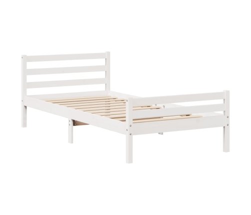 Cama con estantería sin colchón madera maciza blanco 90x200 cm
