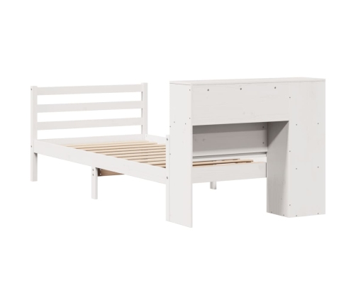 Cama con estantería sin colchón madera maciza blanca 100x200 cm