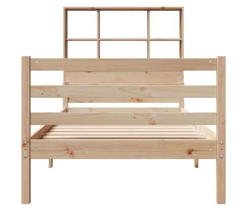 Cama con estantería sin colchón madera maciza de pino 75x190 cm