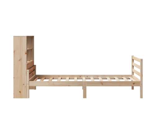 Cama con estantería sin colchón madera maciza de pino 75x190 cm