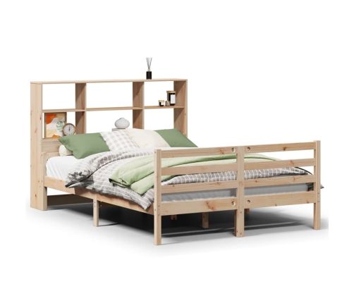 Cama con estantería sin colchón madera maciza de pino 120x190cm