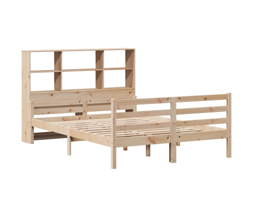 Cama con estantería sin colchón madera maciza de pino 120x190cm