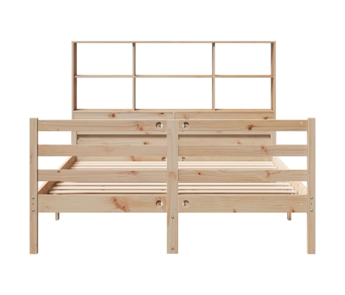 Cama con estantería sin colchón madera maciza de pino 120x190cm
