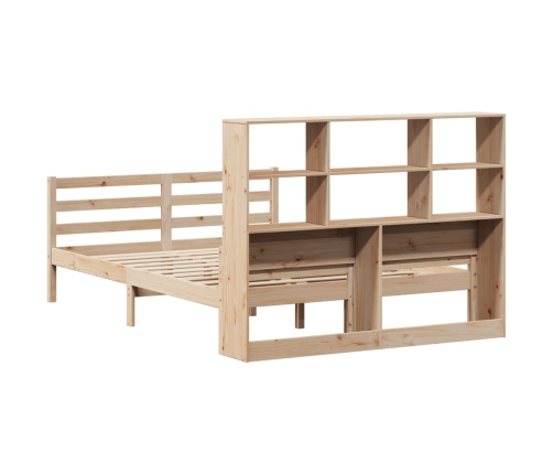 Cama con estantería sin colchón madera maciza de pino 120x190cm