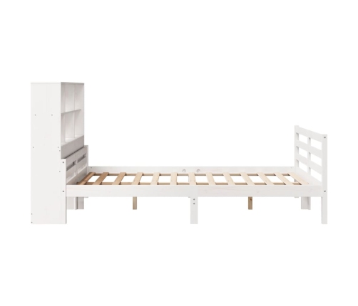 Cama con estantería sin colchón madera maciza blanca 120x190 cm