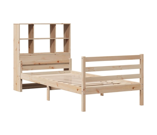 Cama con estantería sin colchón madera maciza de pino 90x200 cm