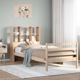 Cama con estantería sin colchón madera maciza de pino 90x200 cm