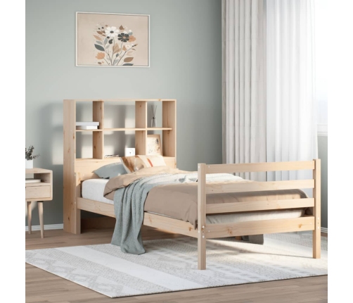 Cama con estantería sin colchón madera maciza de pino 90x200 cm