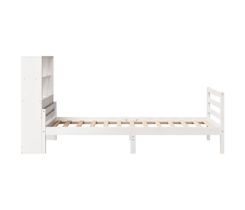 Cama con estantería sin colchón madera maciza blanca 100x200 cm