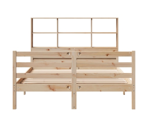 Cama con estantería sin colchón madera maciza de pino 150x200cm