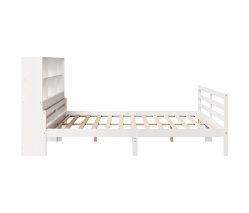 Cama con estantería sin colchón madera maciza blanca 200x200 cm