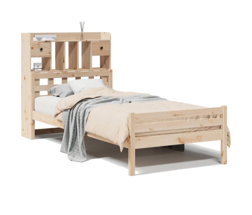 Cama con estantería sin colchón madera maciza de pino 75x190 cm