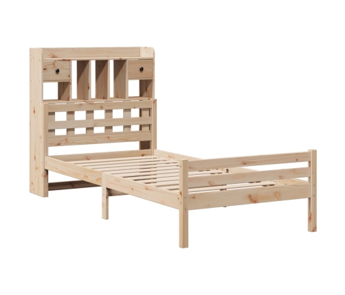 Cama con estantería sin colchón madera maciza de pino 75x190 cm