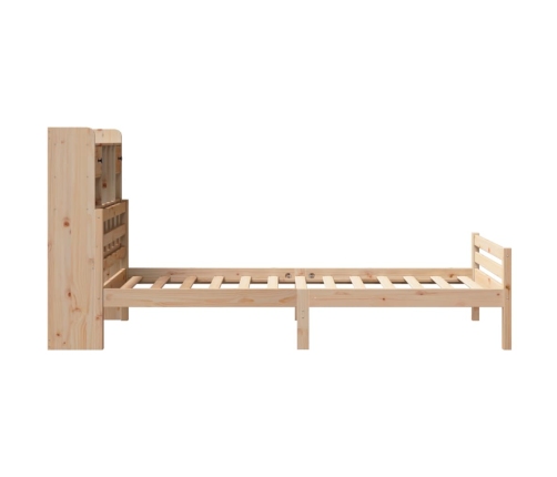 Cama con estantería sin colchón madera maciza de pino 75x190 cm