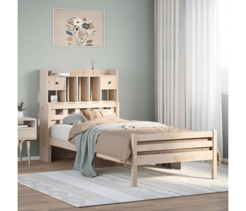 Cama con estantería sin colchón madera maciza de pino 75x190 cm