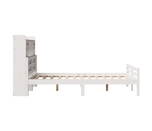 Cama con estantería sin colchón madera maciza blanca 120x190 cm