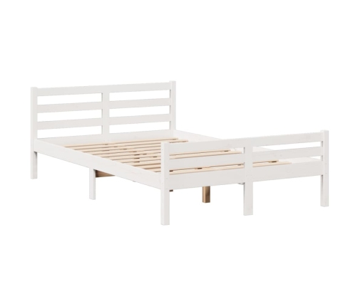 Cama con estantería sin colchón madera maciza blanca 120x190 cm