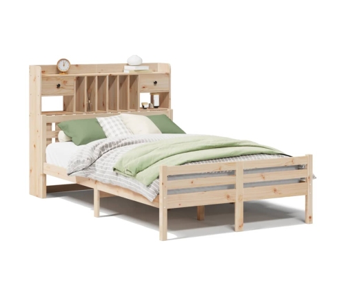 Cama con estantería sin colchón madera maciza de pino 135x190cm