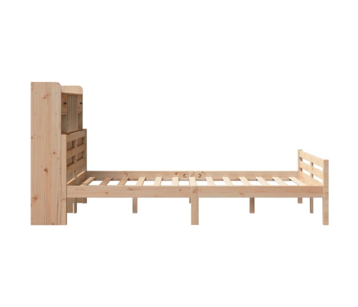 Cama con estantería sin colchón madera maciza de pino 135x190cm