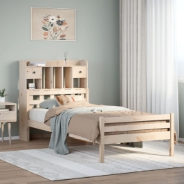 Cama con estantería sin colchón madera maciza de pino 90x200 cm