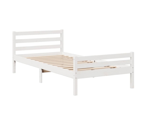 Cama con estantería sin colchón madera maciza blanca 100x200 cm