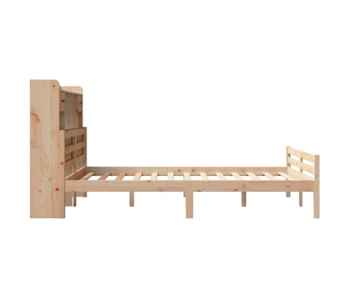 Cama con estantería sin colchón madera maciza de pino 150x200cm