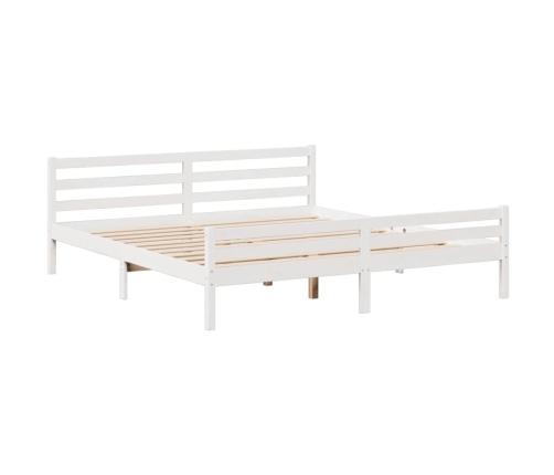 Cama con estantería sin colchón madera maciza blanca 200x200 cm