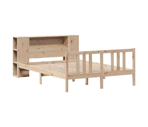 Cama con estantería sin colchón madera maciza de pino 140x190cm