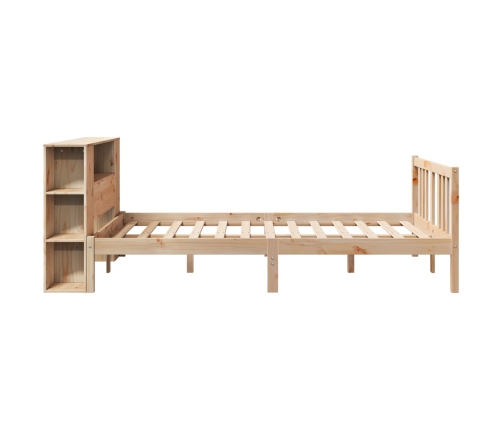 Cama con estantería sin colchón madera maciza de pino 140x190cm