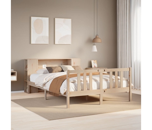 Cama con estantería sin colchón madera maciza de pino 140x190cm